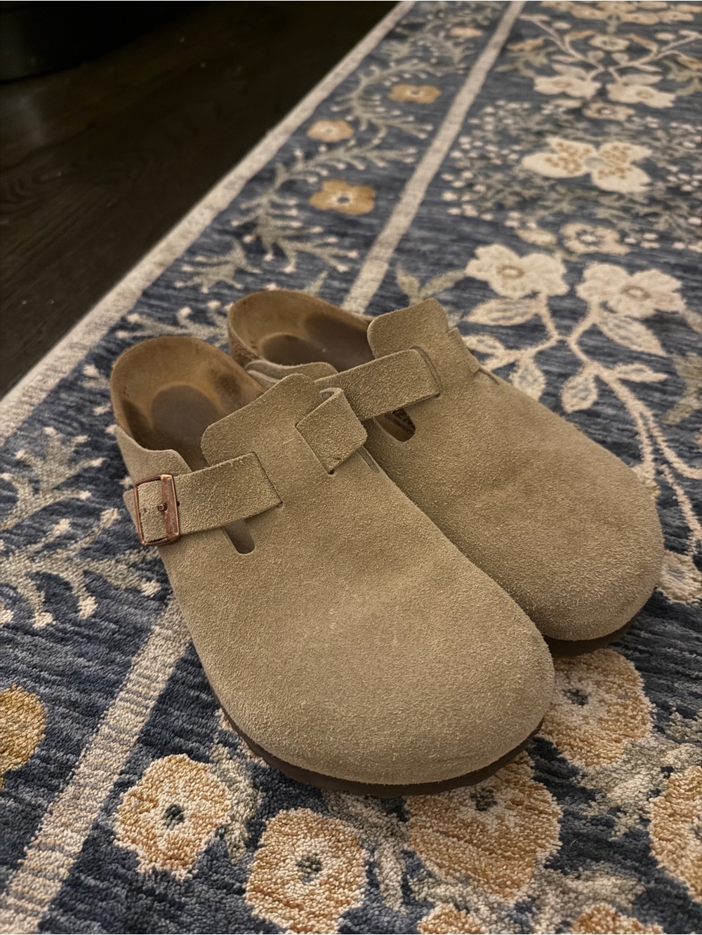 Birkenstock Suede Slip-On Clog in Light Brown